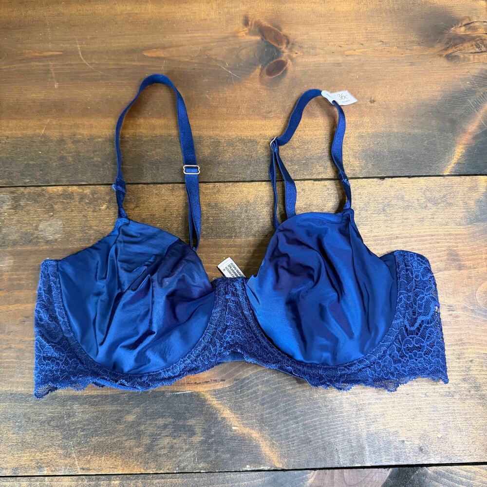 Victorias Secret Dream Angels Wicked Unlined Uplift Smooth Lace Blue Bra 36C - Picture 3 of 11